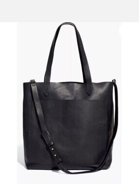 Madewell Black Leather Tote with Removable Strap Crossbody & Shoulder